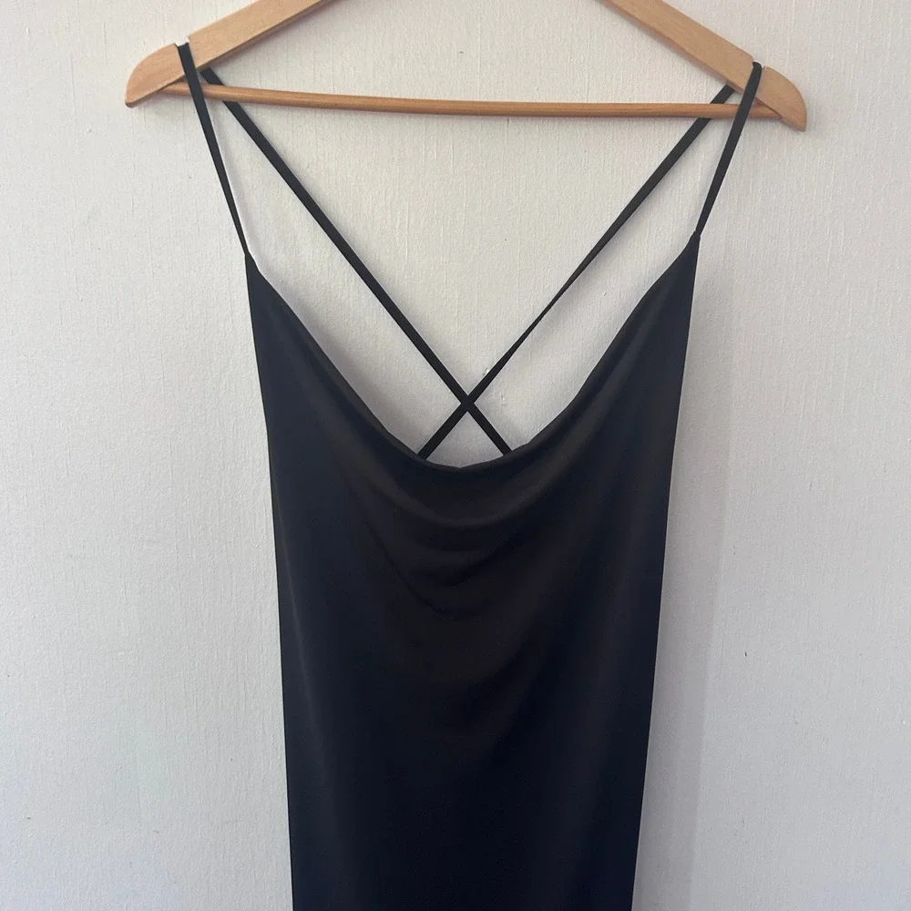 Abercrombie & Fitch Cowl Neck Maxi Dress Women S Black Slinky LBD Staple Sexy